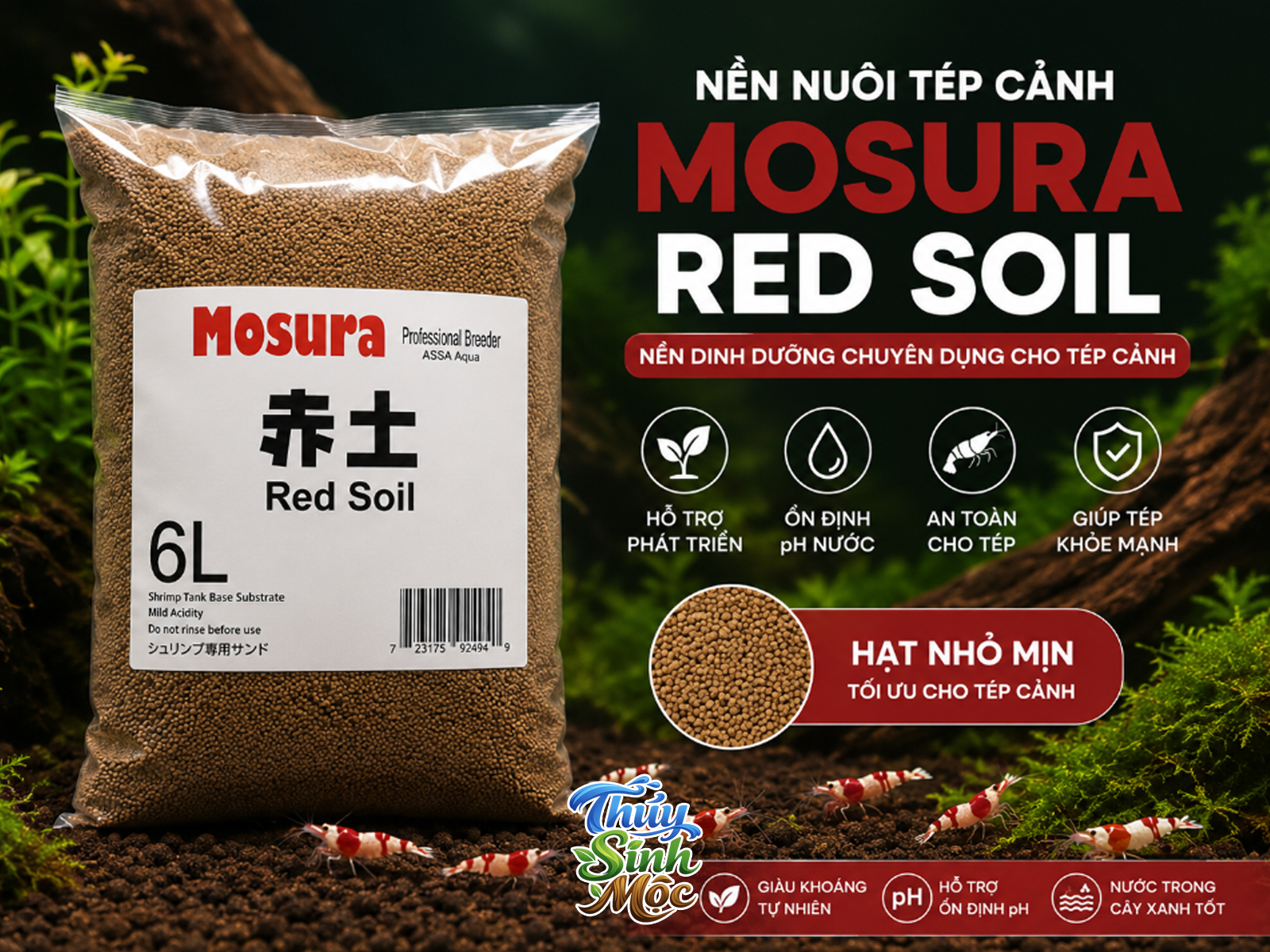 Nền Nuôi Tép MOSURA RED SOIL