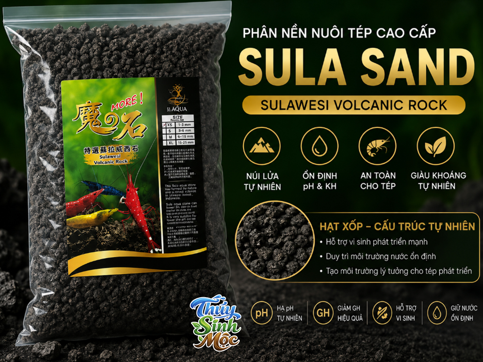 Nền nuôi tép Sula Sand (Sulawesi Volcanic Rock)