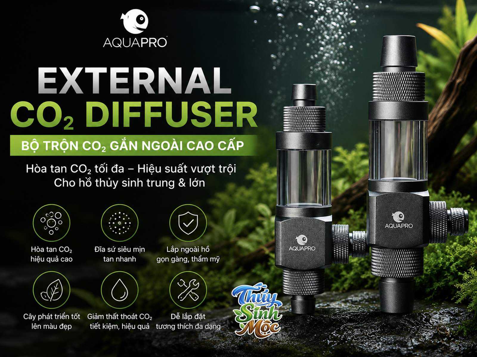 Trộn CO2 AQUAPRO External CO₂ Diffuser